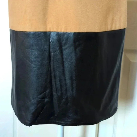 Zara Tan Fabric and Faux Black Leather Shift Dress - Picture 4 of 8